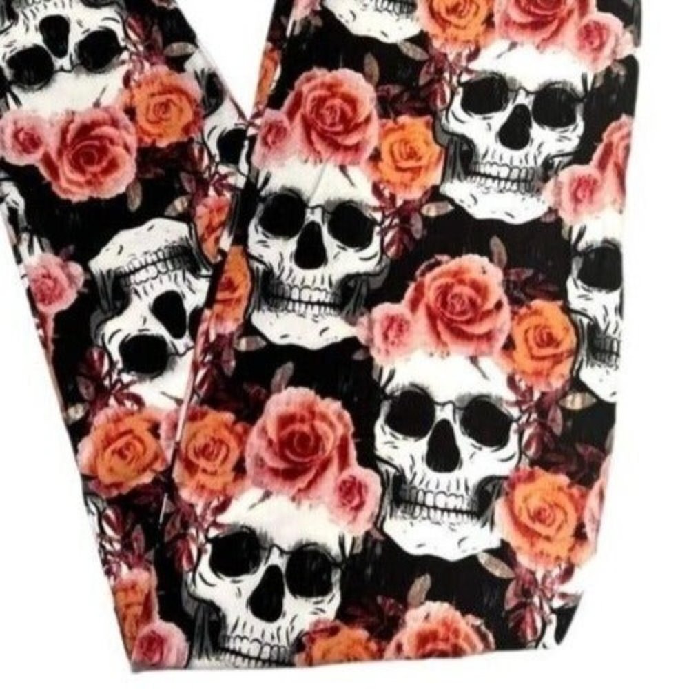 LuLaRoe Leggings S/M KIDS ~ Roses and Skulls (Halloween)